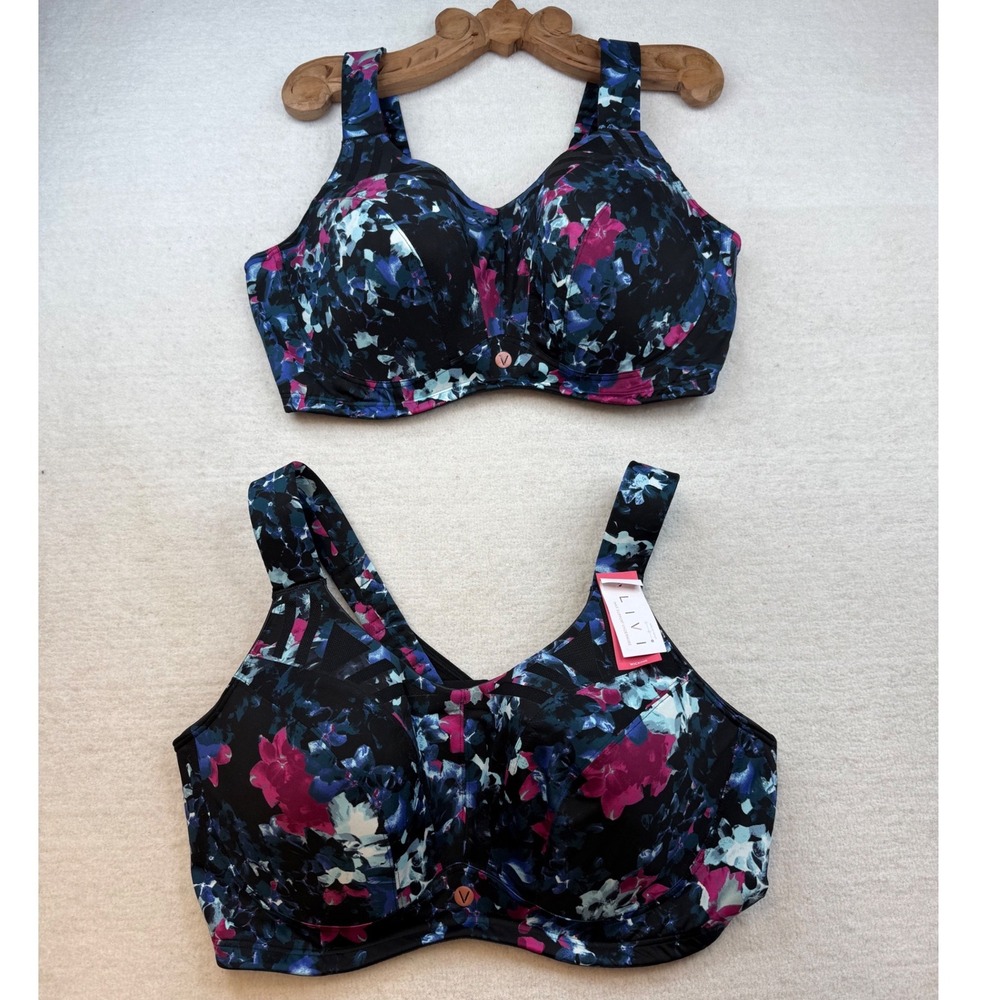 LIVI Active High Impact Underwire Sports Bra 44DDD‎ Floral lot of 2 new bras
